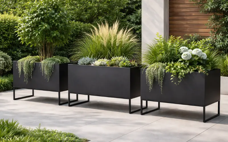 Metal planters outdoor